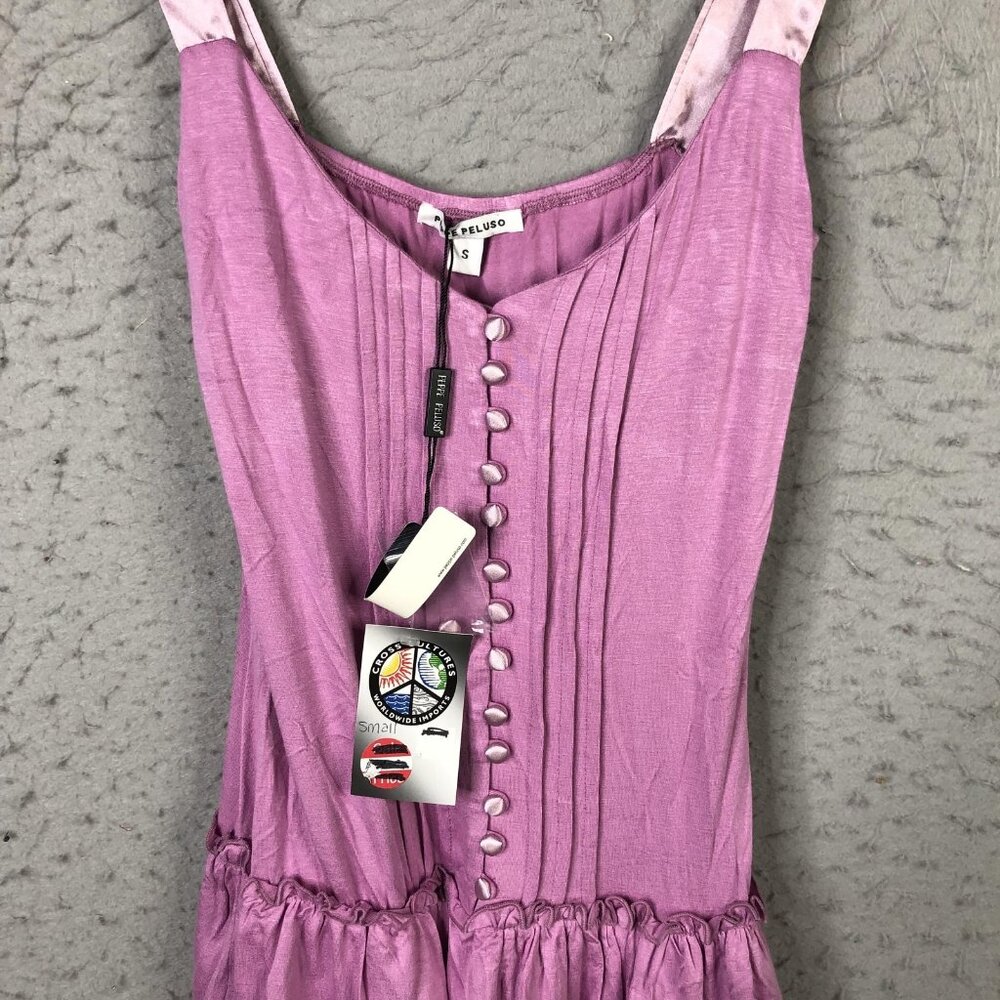 Peppe Peluso Top Womens Small Purple Ruffle Hem Button Front Y2K Babydoll NEW